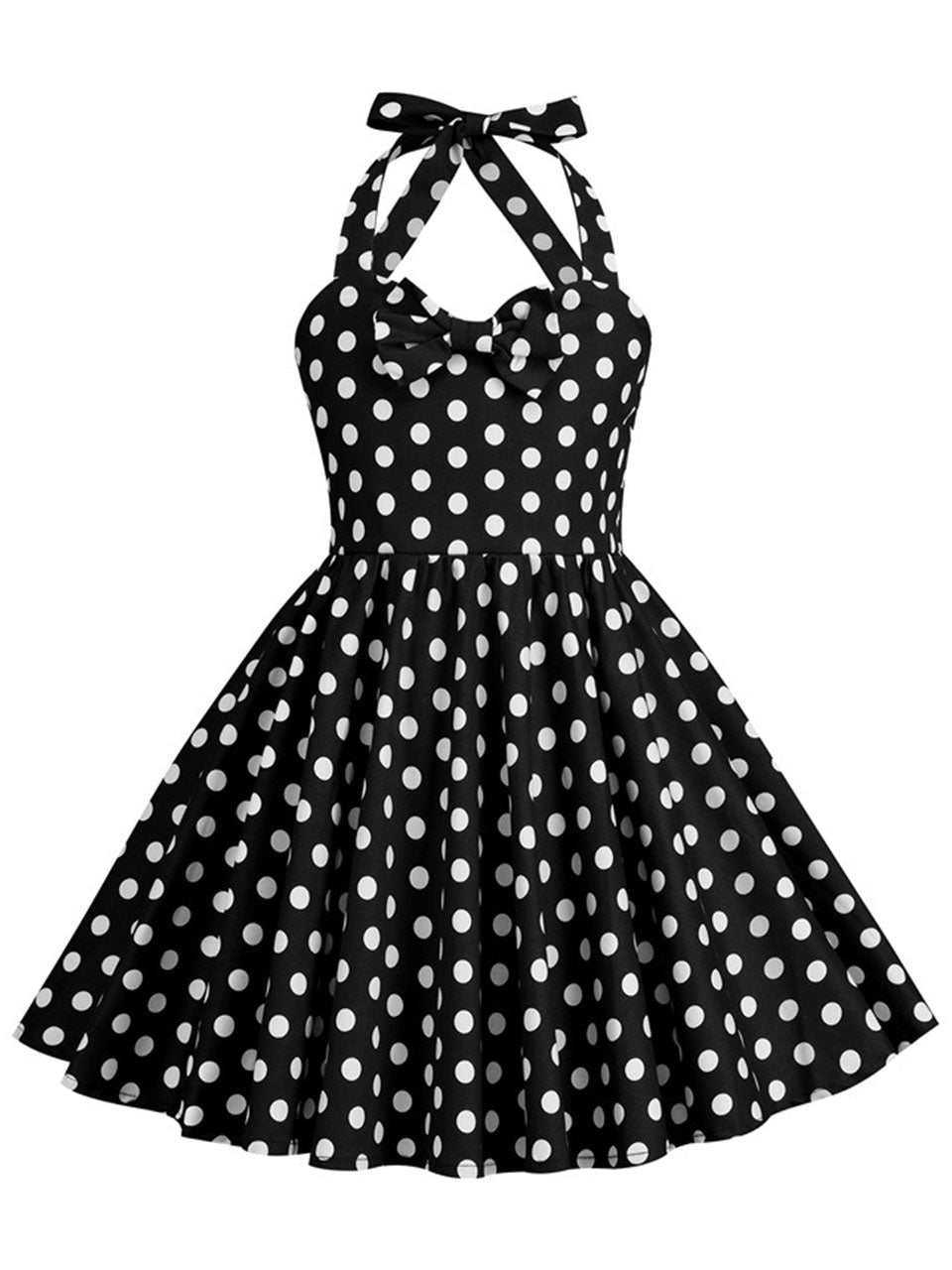 Kids Little Girls' Dress Bow Halter Polka Dots Sleeveless Cotton 1950S Vintage Dress