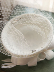 Big Bow Long Tulle Vintage Lace 1950S Hat