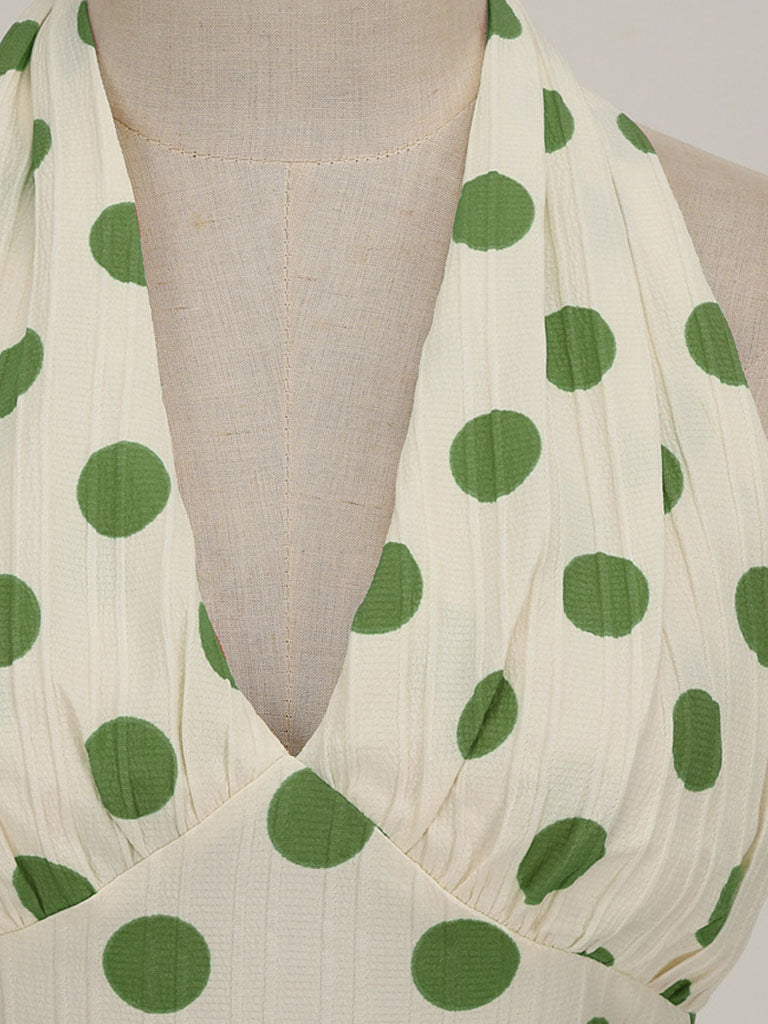 Polka Dots Halter Audrey Hepburn Style 1950S Vintage Dress