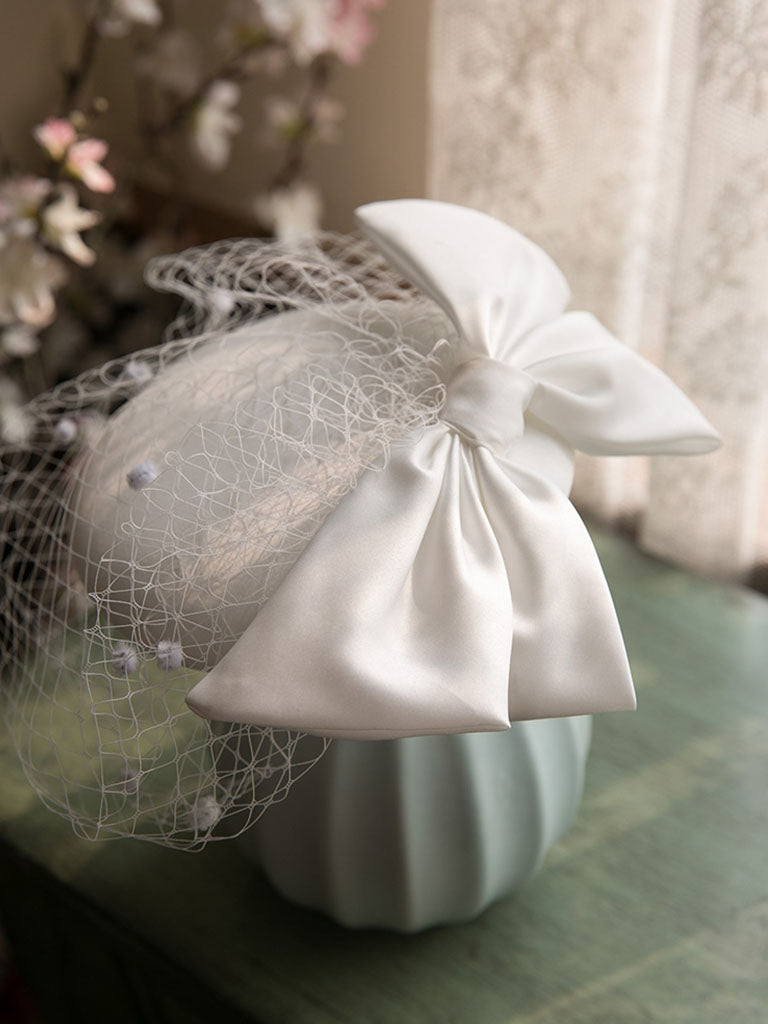 Bow Tulle Net 100% Silk 1950S Hat Vintage Hat