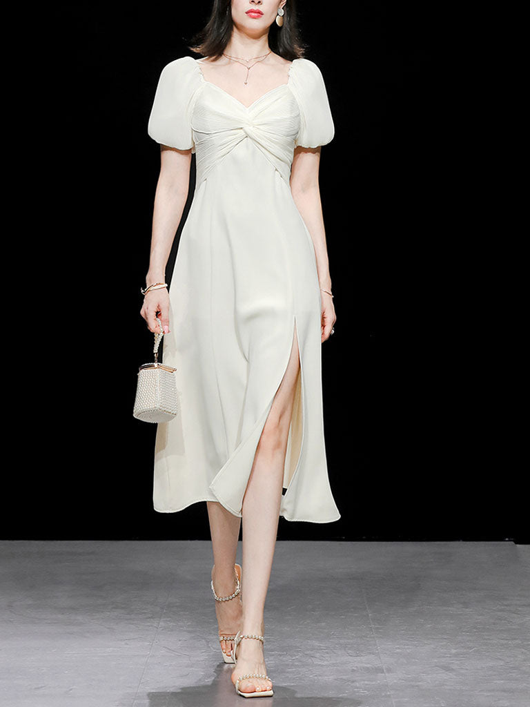 Puff Sleeve Cross Audrey Hepburn Dress SpiltVintage 1950S Dress