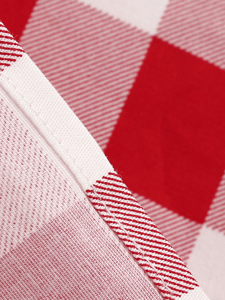 Red And White Plaid Pockets Vintage Halter 1950S Dress