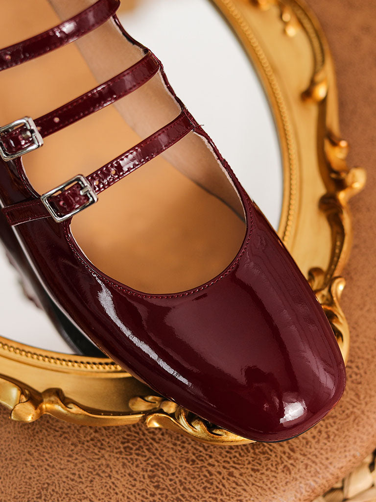 Chunky Heel Mary Jane Square Toe Leather Vintage Shoes