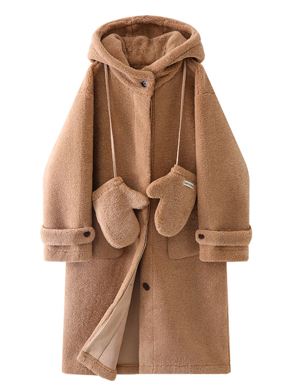 Hooded Teddy Long Coat