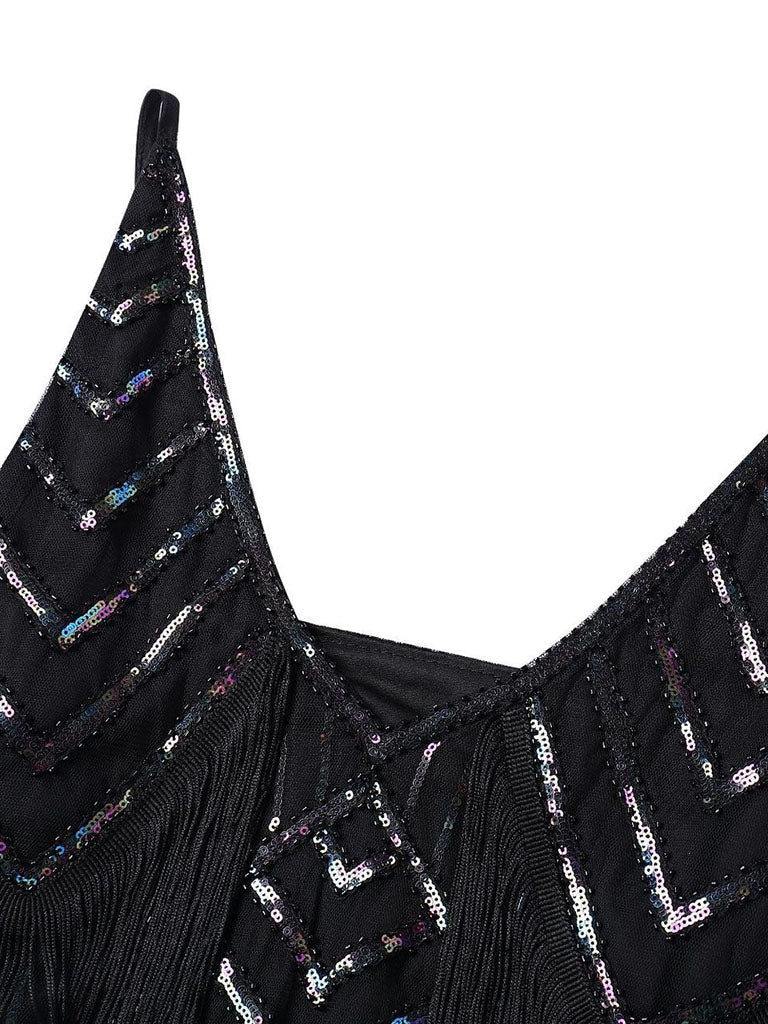Wine Red Gatsby Glitter Fringe 1920s Flapper Dress