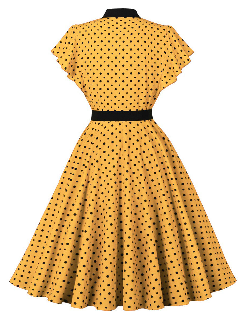 Butterflies Vintage Yellow Polka Dot Dress