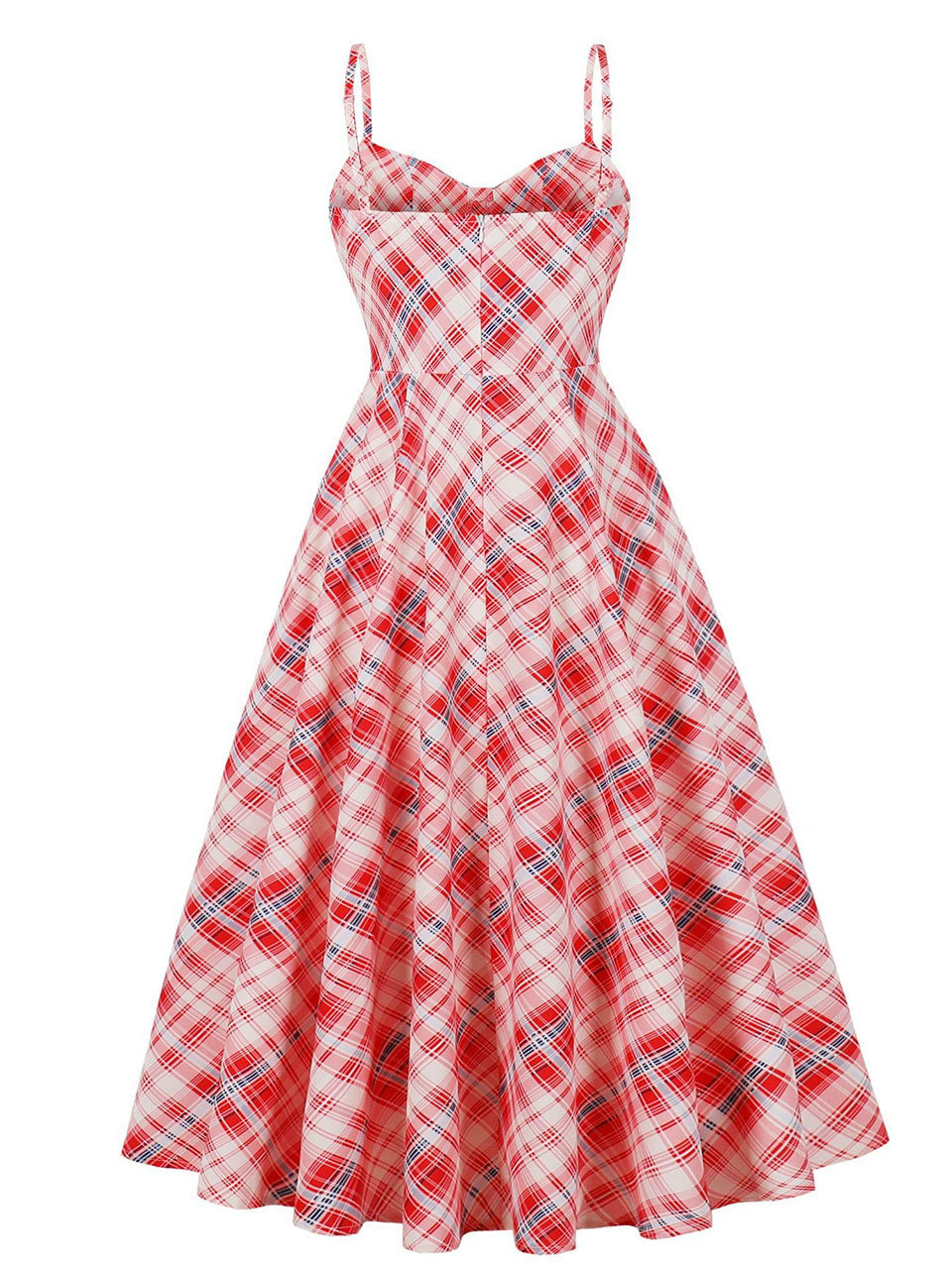 Vintage Red Spaghetti Strap Plaid 1950S Vintage Dress Set