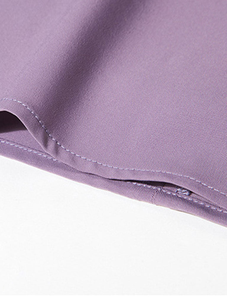 Lavender V Neck Puff Sleeve Swing Vintage Style 1940S Dress