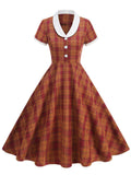Orange Tartan Plaid Vintage Dress