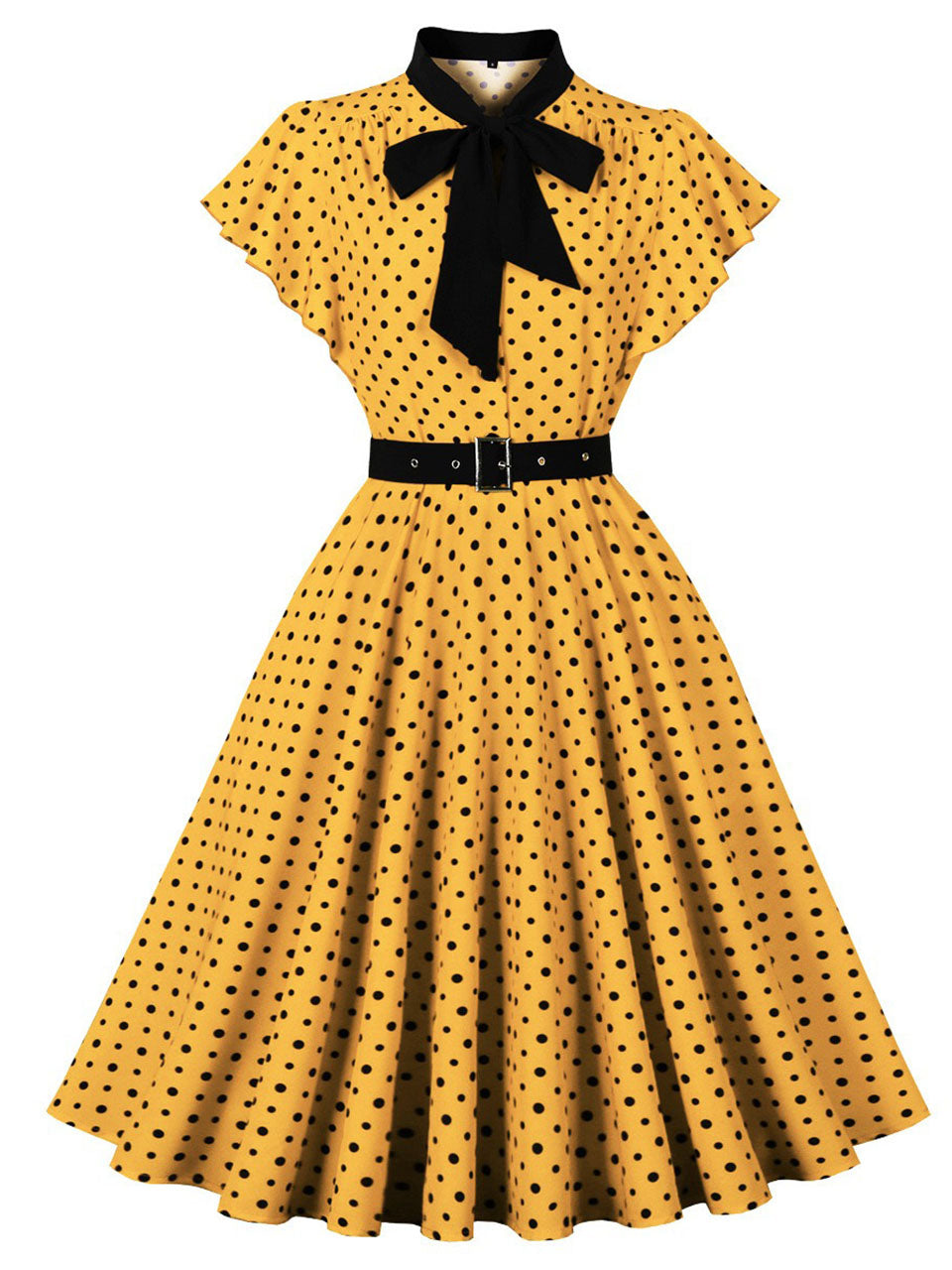 Butterflies Vintage Yellow Polka Dot Dress