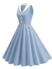 1950s Vintage Peter Pan Collar Sleeveless Retro Swing Dress