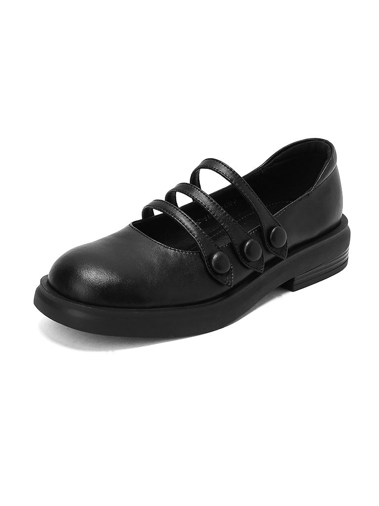 White Chunky Heel Mary Jane Square Toe Leather Vintage Shoes