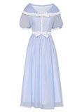 Baby Blue Big Shawl Collar Sweet Bow Vintage Princess Dress