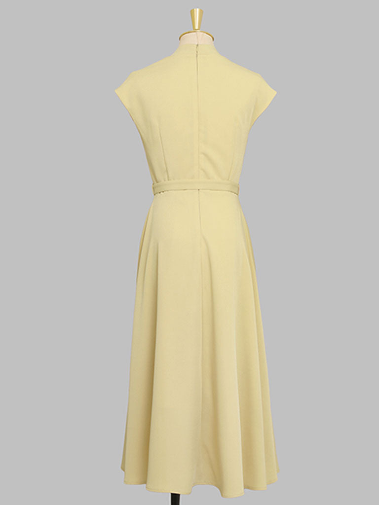 Retro Square Collar Hepburn Style Waist-length High-waisted Vintage 1950S Dress