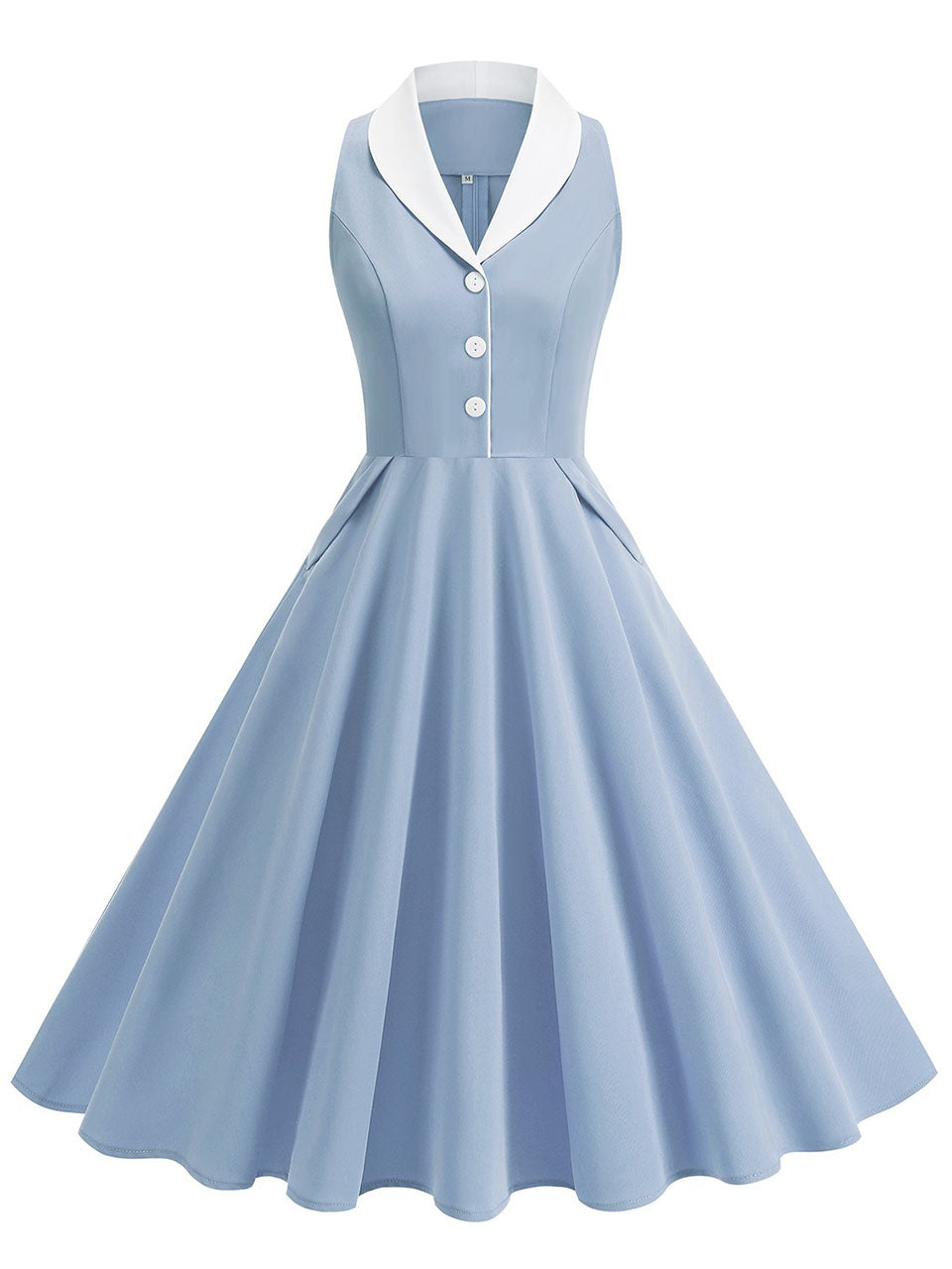 1950s Vintage Peter Pan Collar Sleeveless Retro Swing Dress