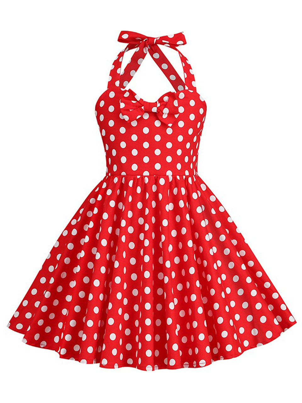 Kids Little Girls' Dress Bow Halter Polka Dots Sleeveless Cotton 1950S Vintage Dress