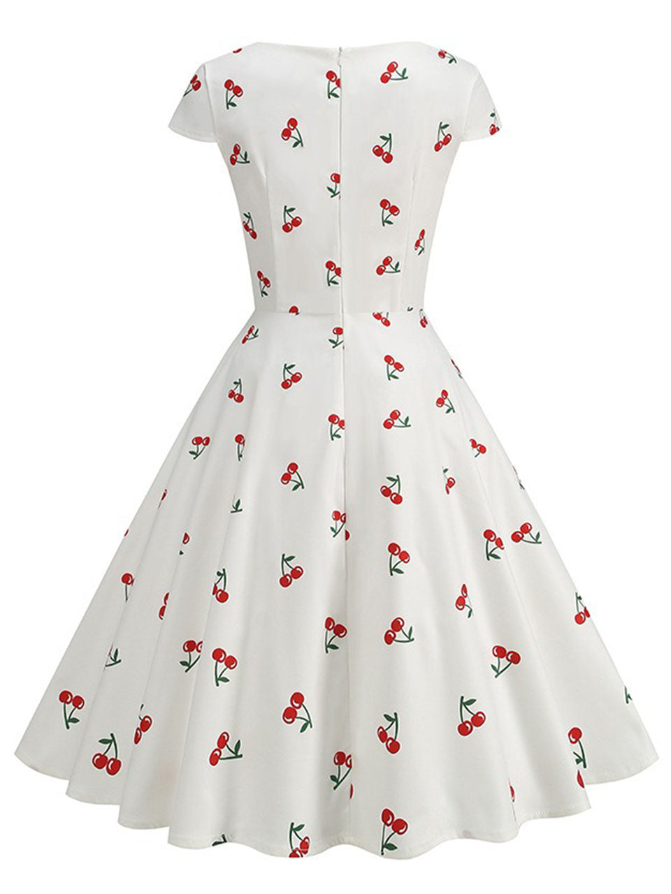 Vintage 1950s Lemon Print Cap Sleeve V Neck Rockabilly Swing Dress