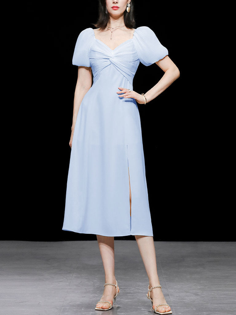 Puff Sleeve Cross Audrey Hepburn Dress SpiltVintage 1950S Dress