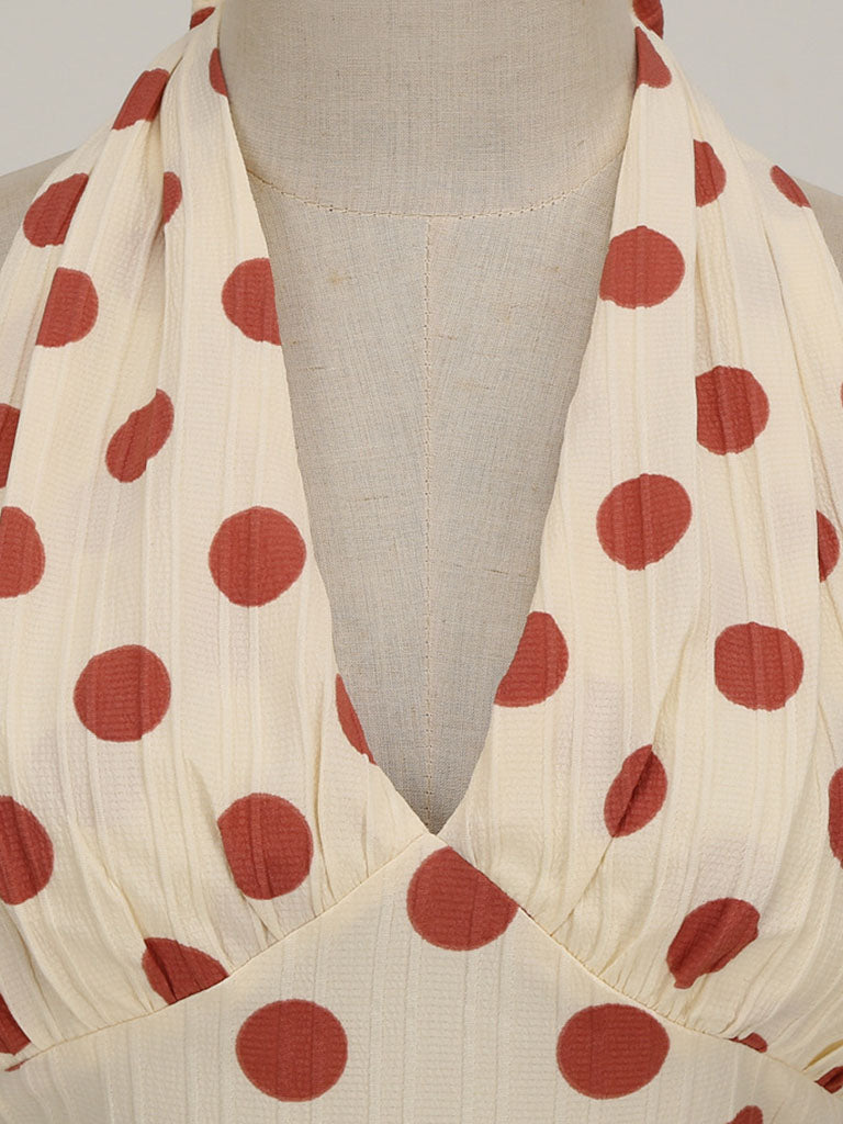 Polka Dots Halter Audrey Hepburn Style 1950S Vintage Dress
