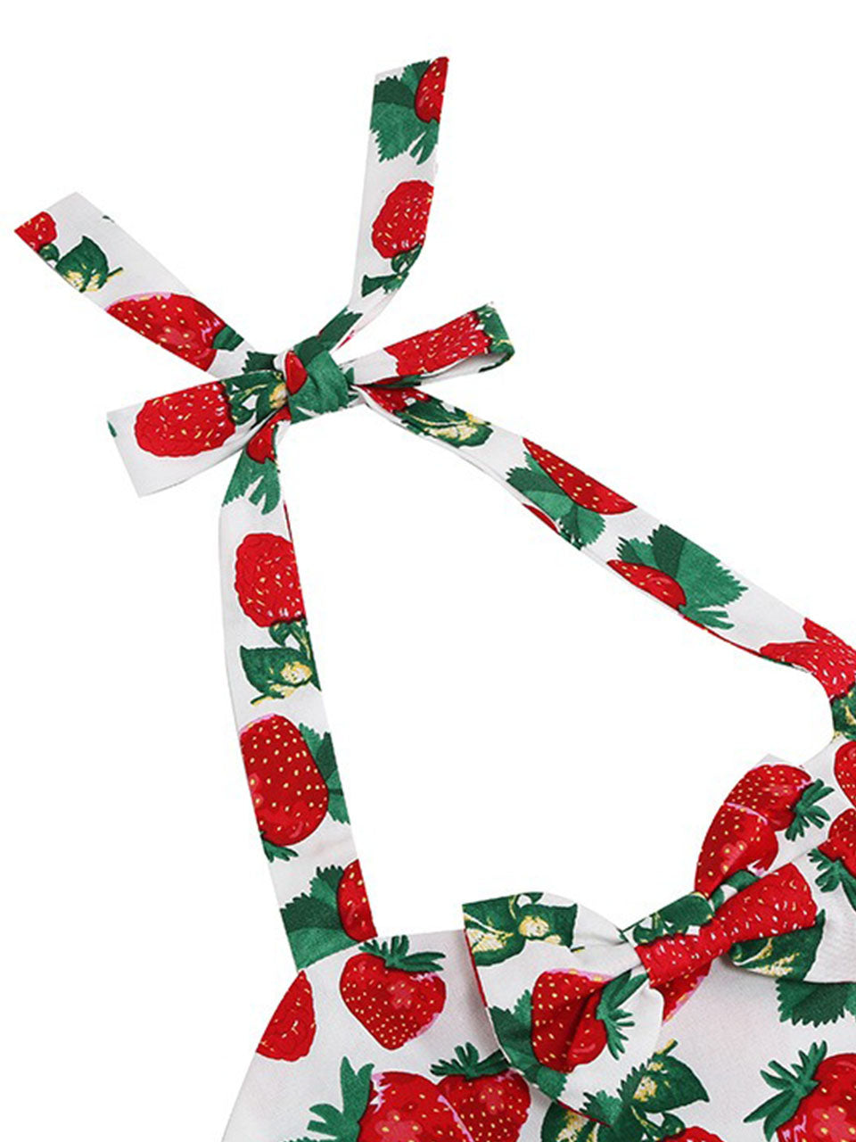 Kids Little Girls' Dress Bow Halter Strawberry Sleeveless Cotton 1950S Vintage Dress
