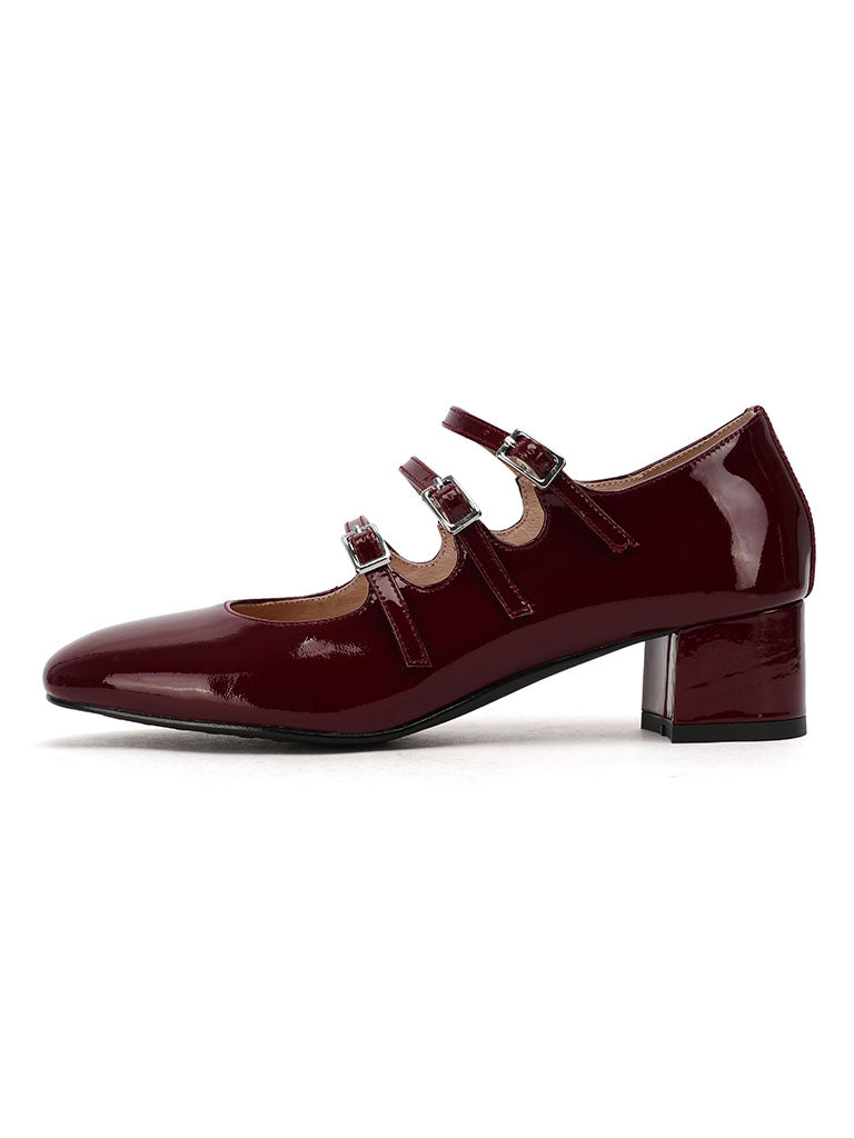 Chunky Heel Mary Jane Square Toe Leather Vintage Shoes