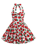 Kids Little Girls' Dress Bow Halter Strawberry Sleeveless Cotton 1950S Vintage Dress