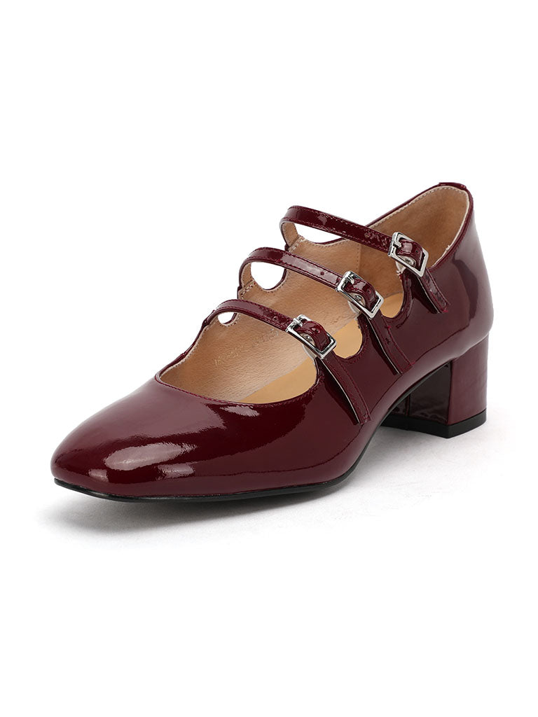 Chunky Heel Mary Jane Square Toe Leather Vintage Shoes