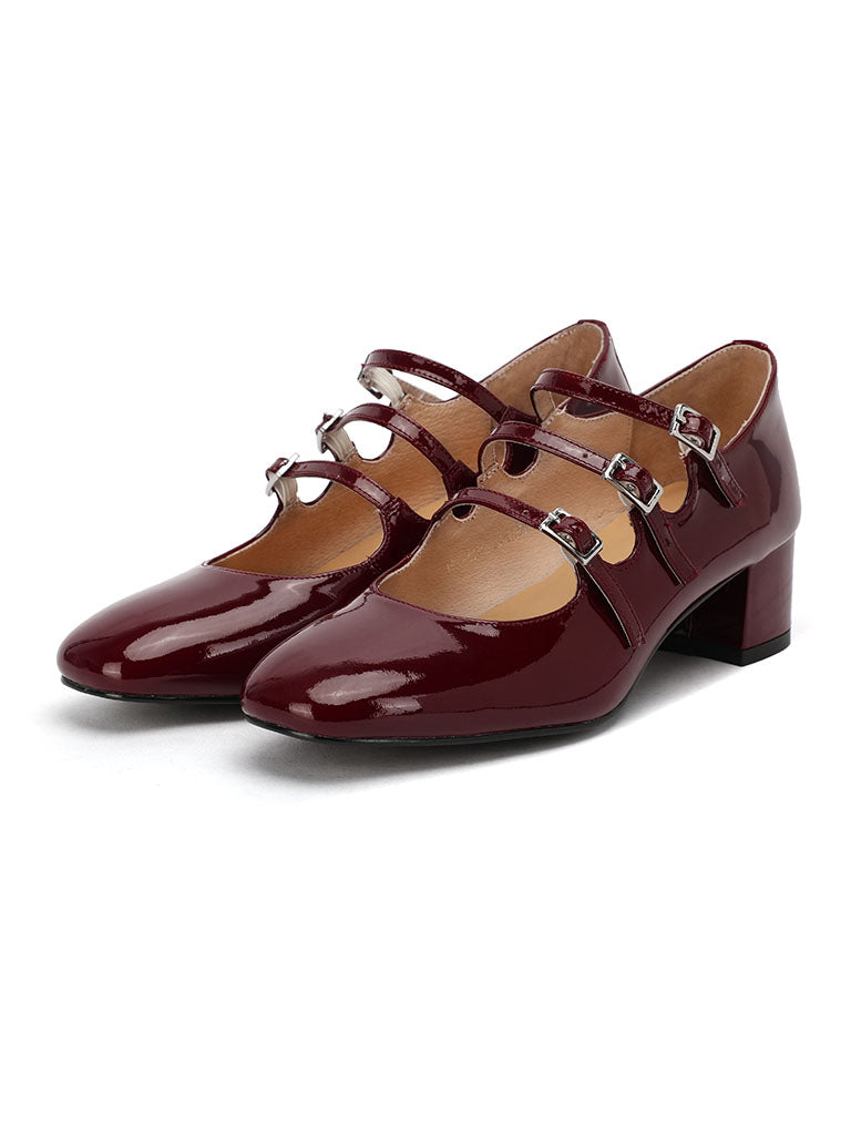 Chunky Heel Mary Jane Square Toe Leather Vintage Shoes