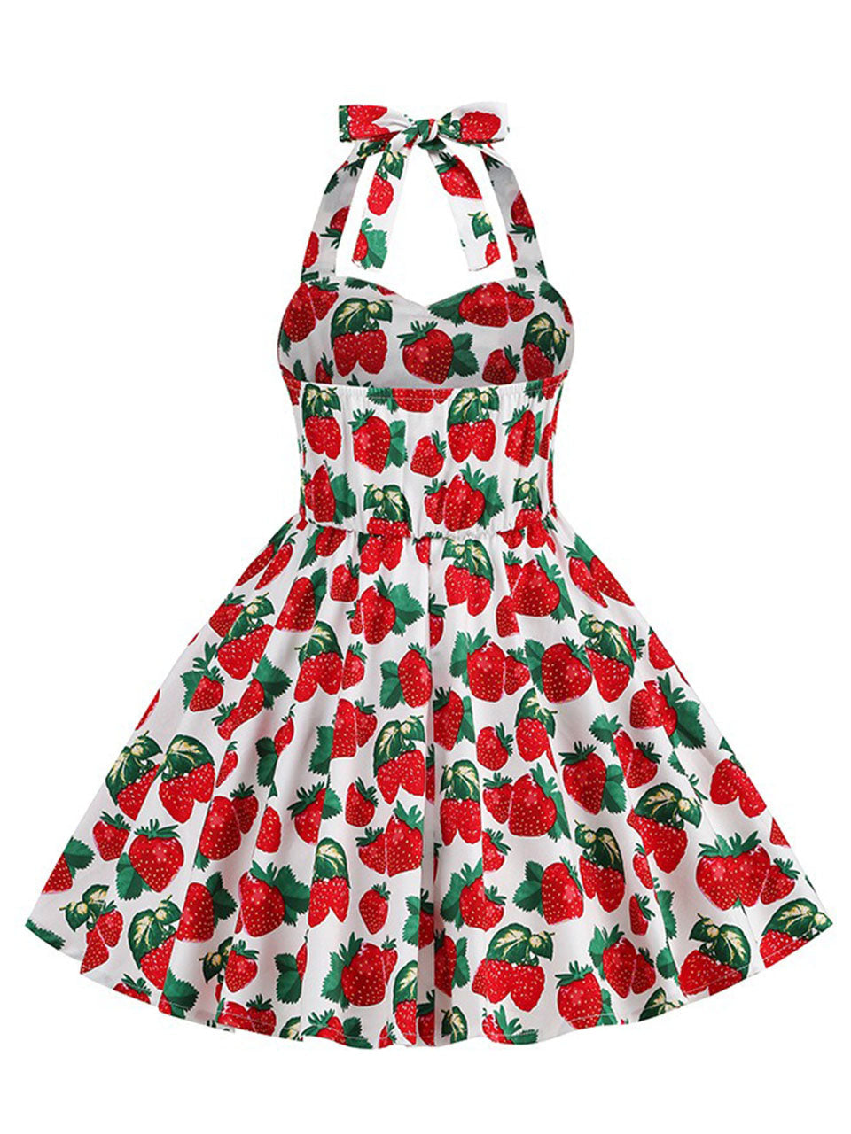 Kids Little Girls' Dress Bow Halter Strawberry Sleeveless Cotton 1950S Vintage Dress