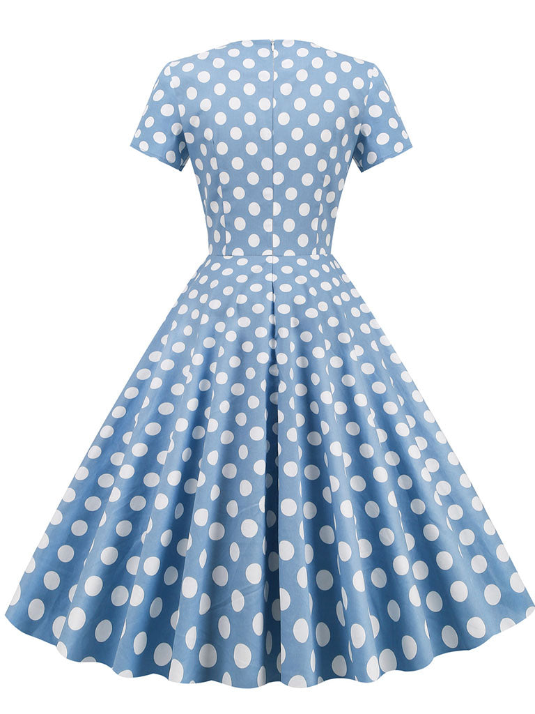 Polka Dots V Neck 1950S Dress