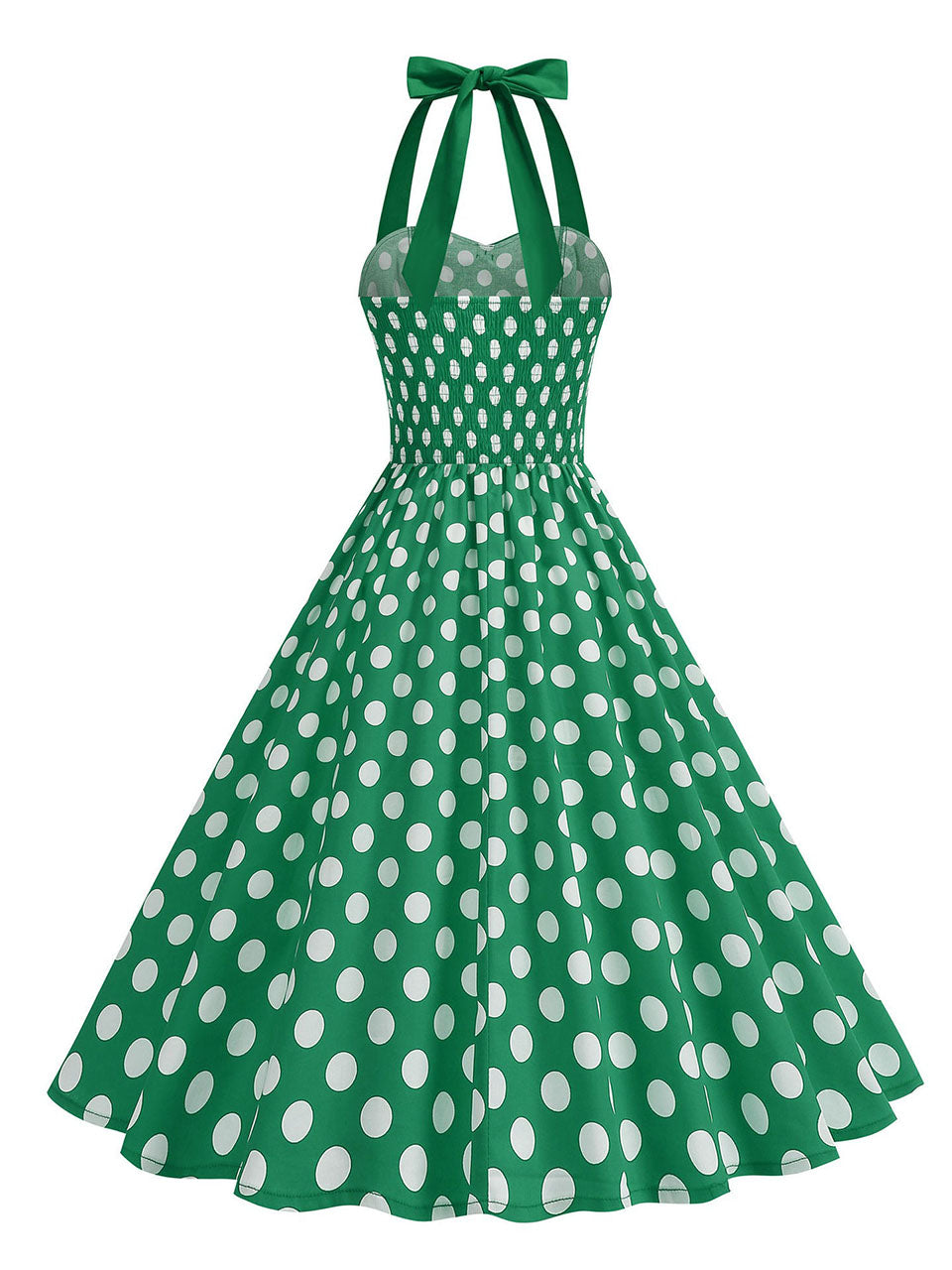 1950s Vintage Polka Dot Halter Rockabilly Swing Dress