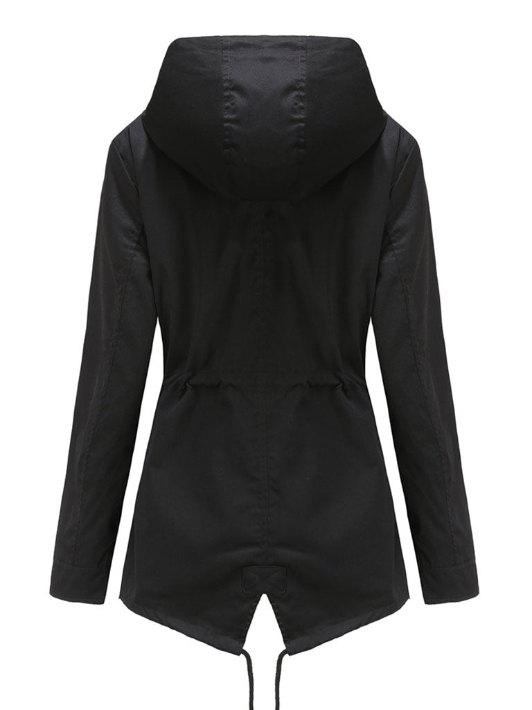 Jacket Daily Going Out Fall Winter Casual Waisted Solid Color Hoodie Sporty Jacket