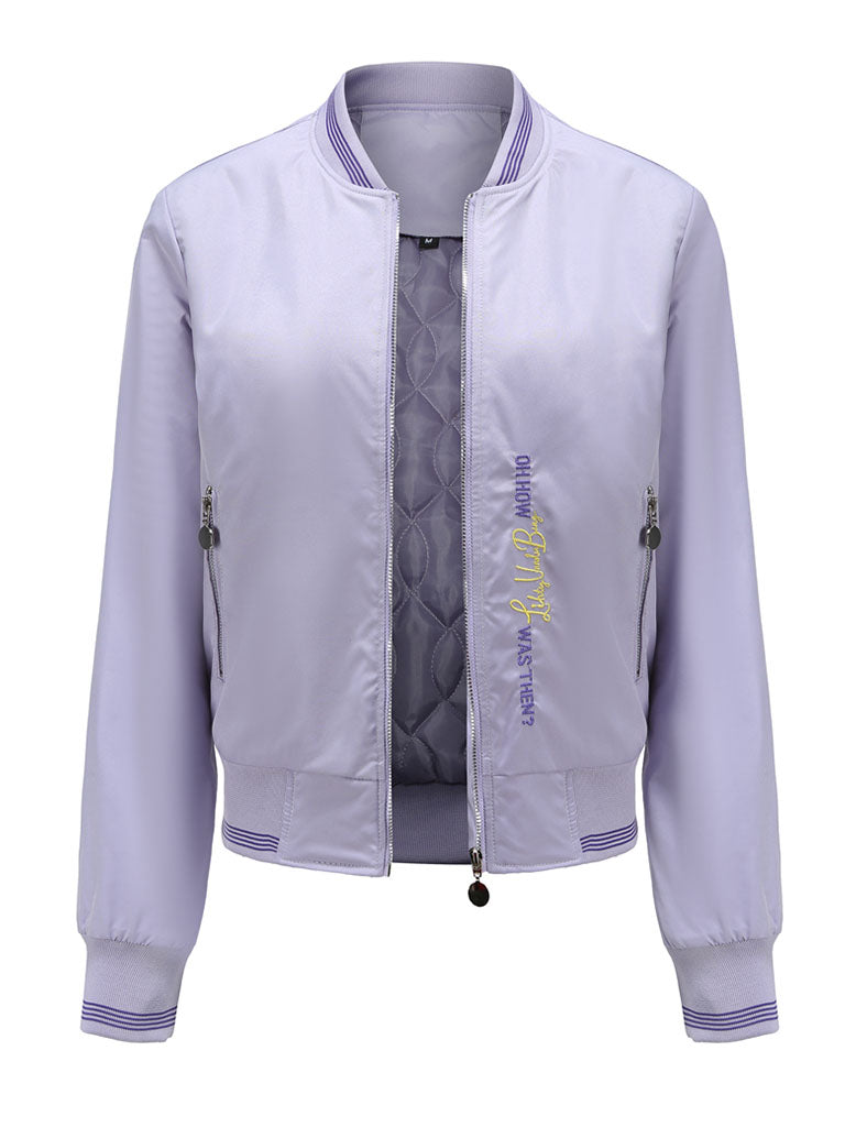 Pilot Style Jacket Street Daily Fall Winter Casual Solid Color Stand Collar Sporty Jacket For Women