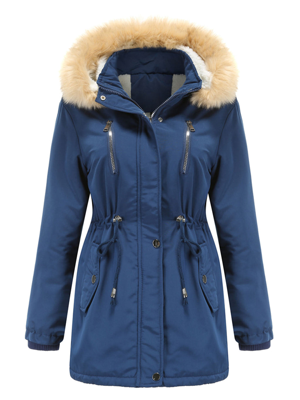 Coat Daily Lamb wool Fall Winter Regular Midi Length Coat Solid Color Oversized Coat