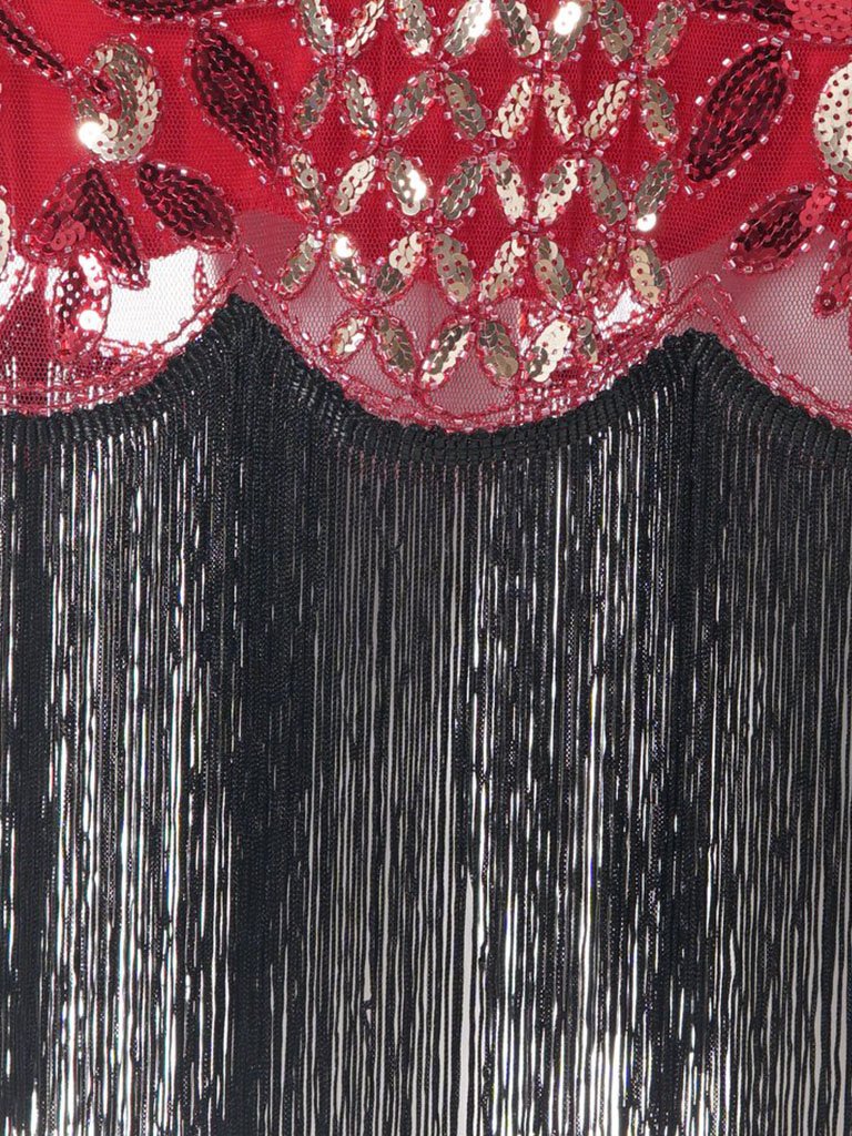 4 Color 1920S Sequined Fringe Flapper Dress