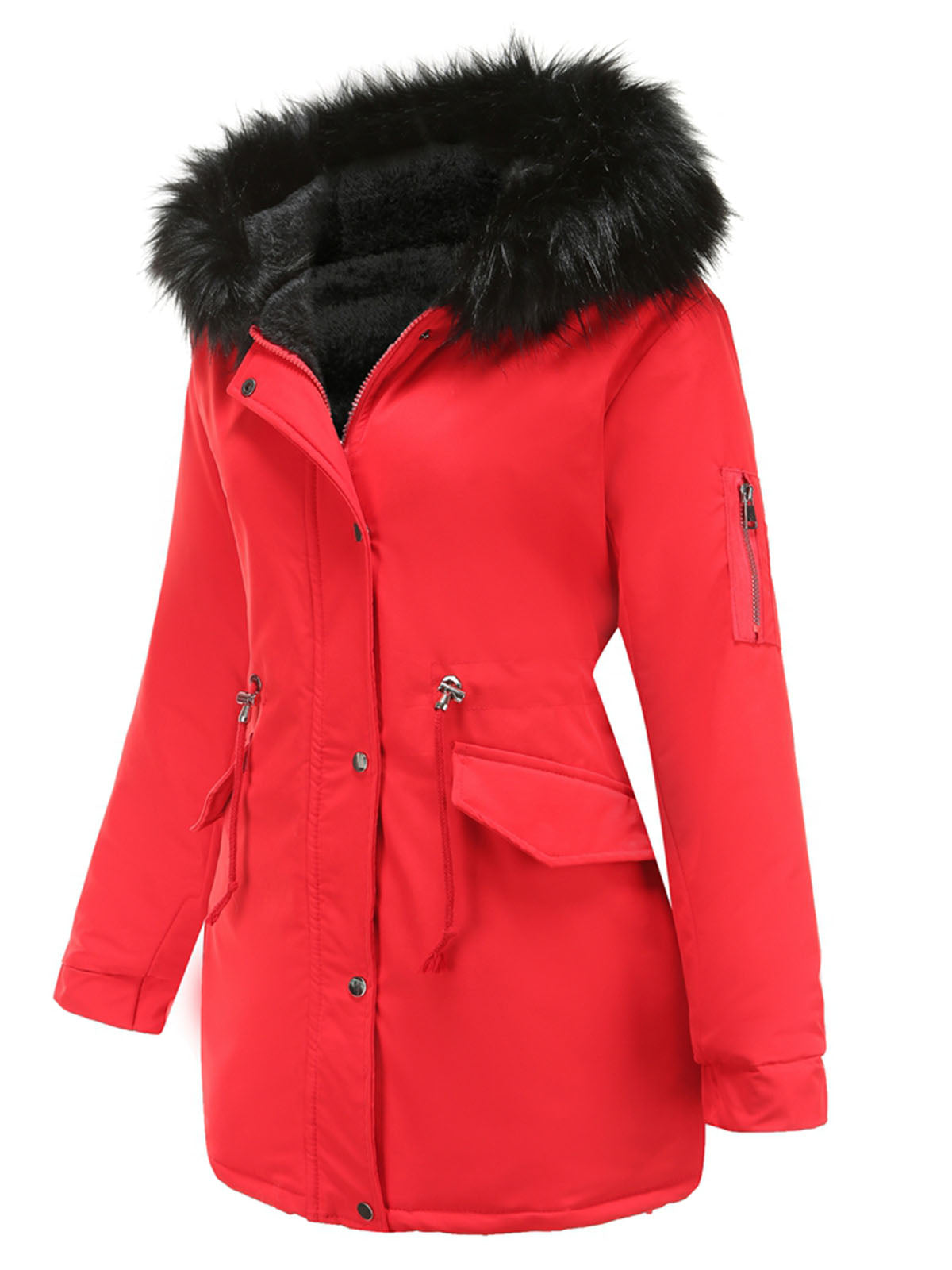 Parka Coat Street Daily Plush Winter Coat Solid Color Oversized Fur Warm Coat