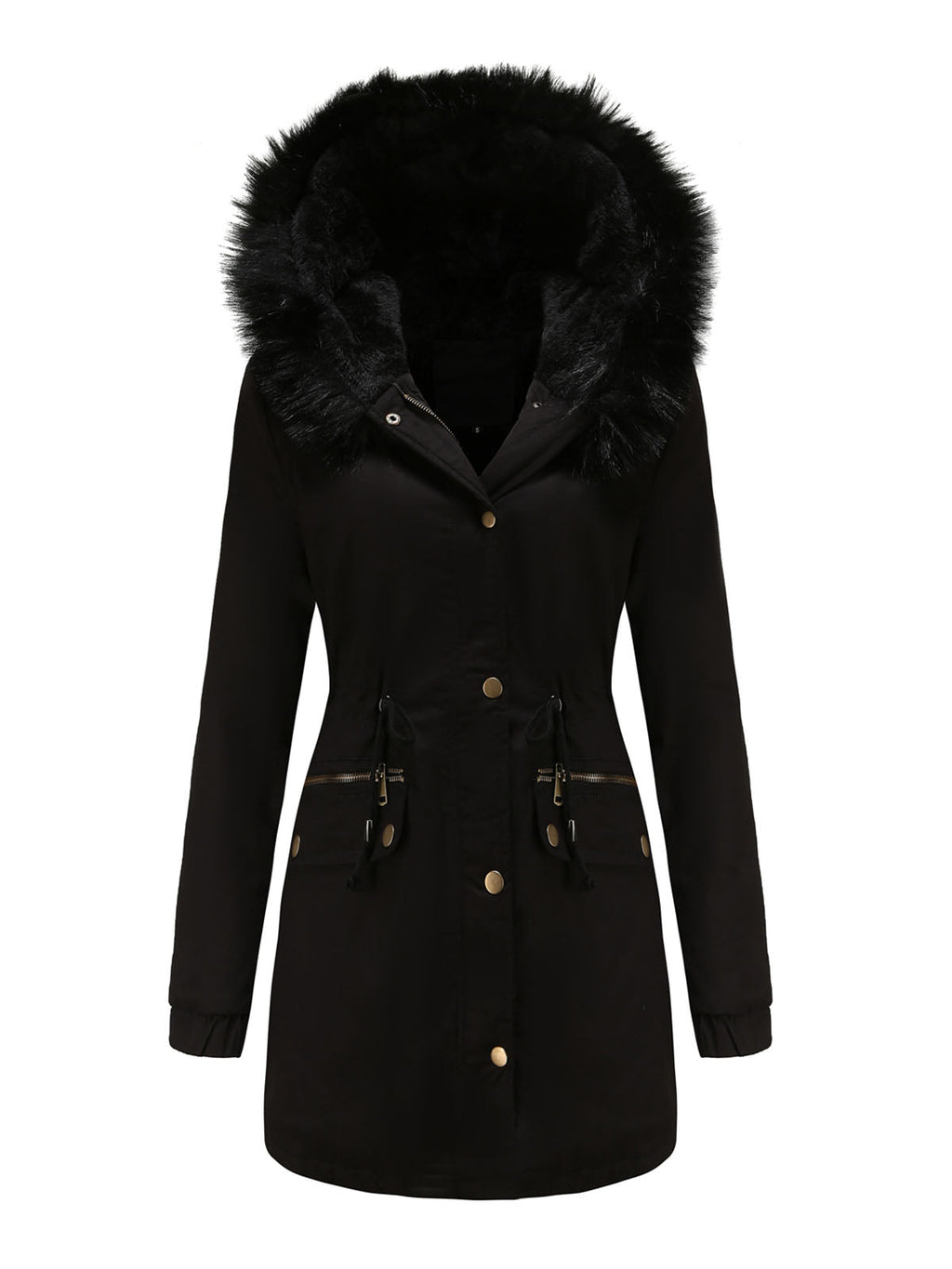 Parka Coat Street Plush Winter Hoodie Coat Solid Color Oversized Fur Warm Coat