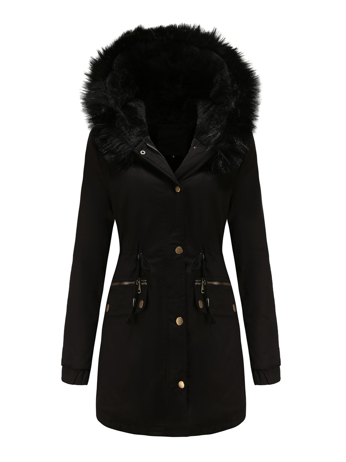 Parka Coat Street Plush Winter Hoodie Coat Solid Color Oversized Fur Warm Coat