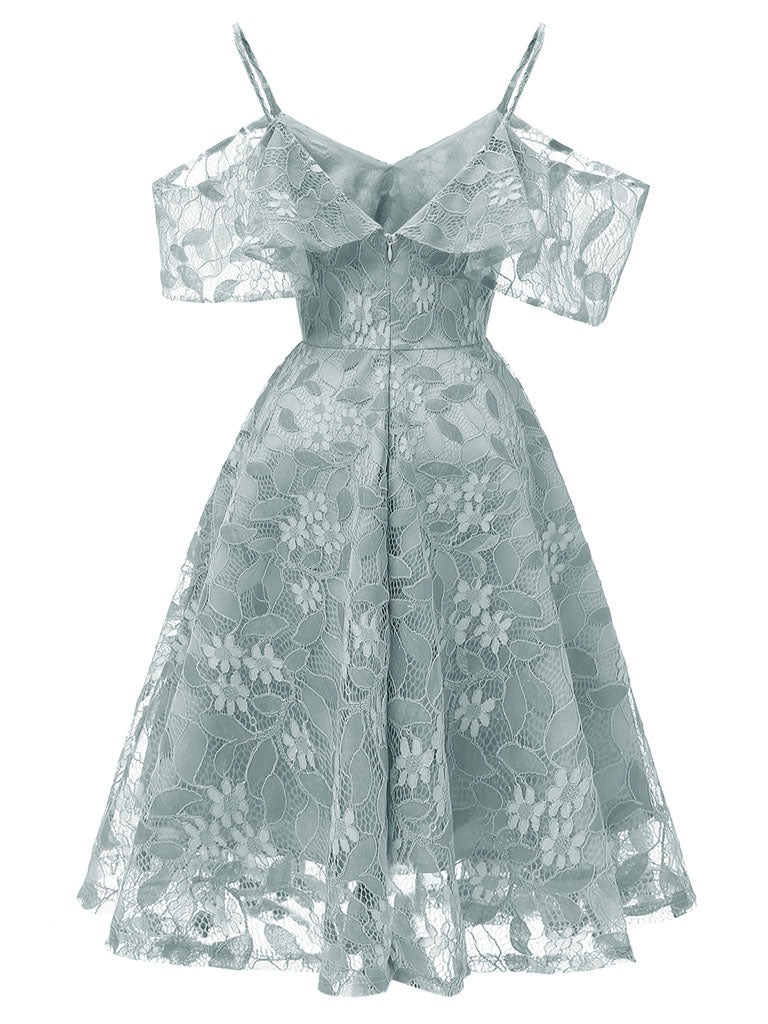 Floral Printed  Lace Spaghetti Strap Dress