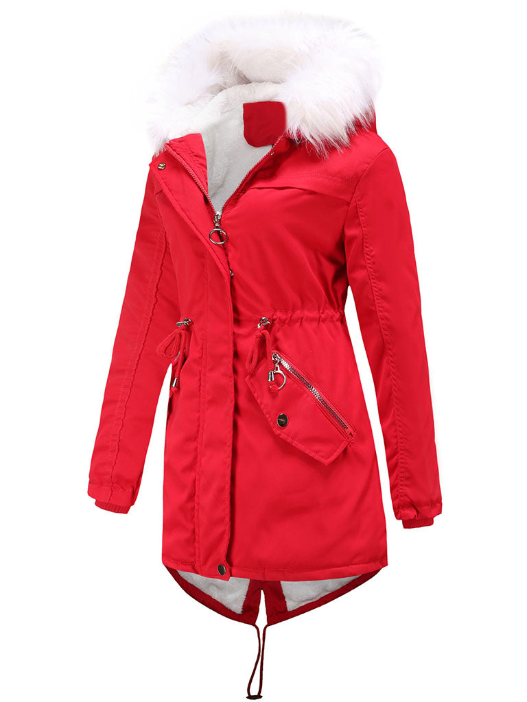 Coat Daily Going Out Fall Winter Casual Waisted Solid Color Cotton Oversized Hoodie Coat