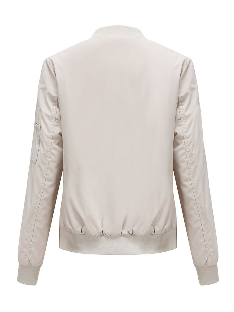 Jacket Street Daily Fall Winter Casual Solid Color Stand Collar Jacket