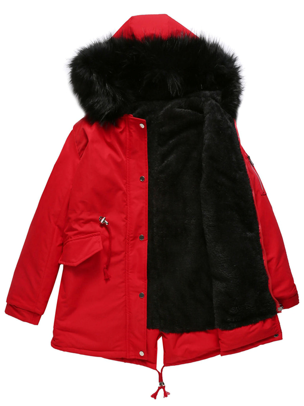 Parka Coat Street Daily Plush Winter Coat Solid Color Oversized Fur Warm Coat