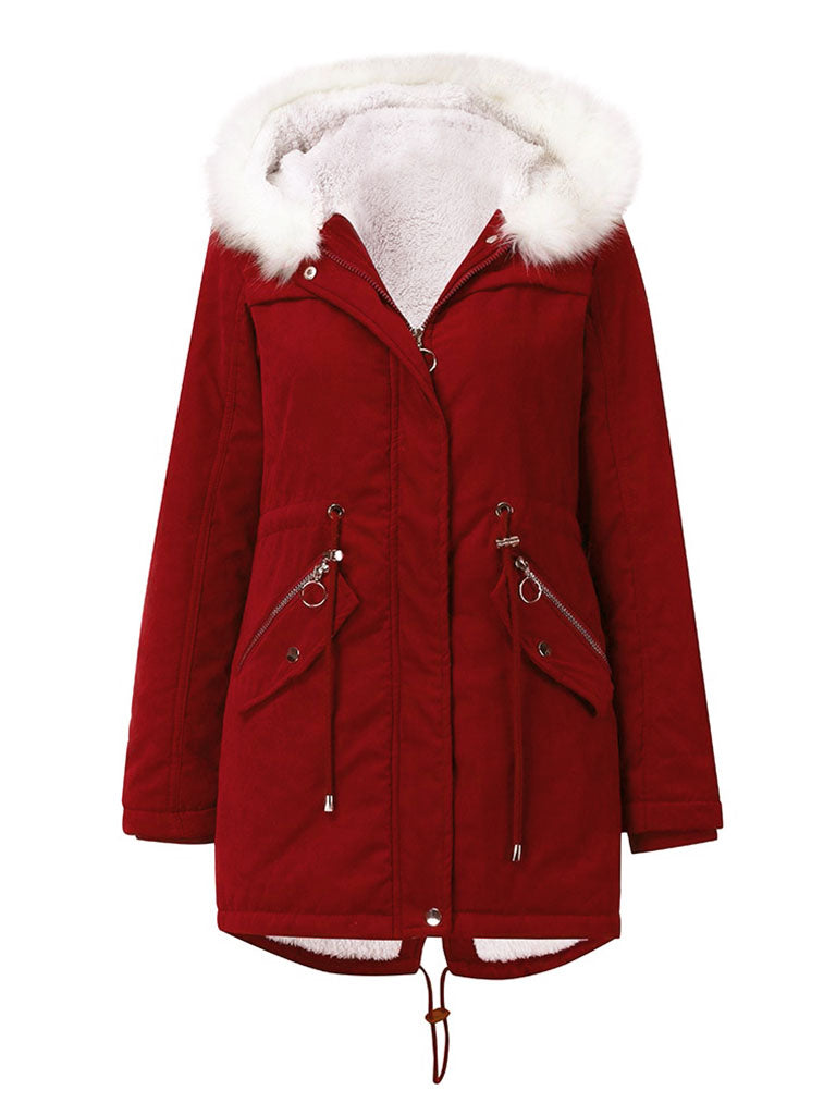 Parker Coat Daily Going Out Fall Winter Casual Waisted Solid Color Cotton Oversized Hoodie Coat