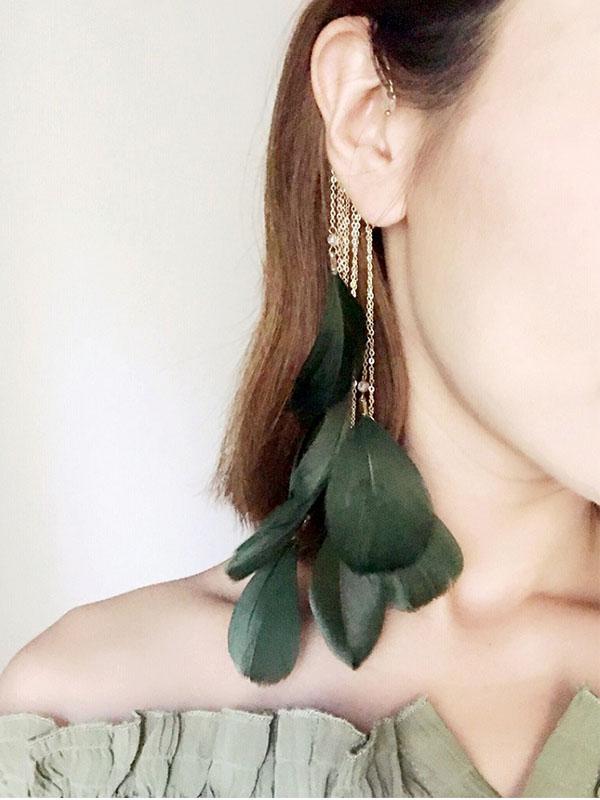 Earrings Feather Earrings Unique Single Tassel Vintage Party Earrings