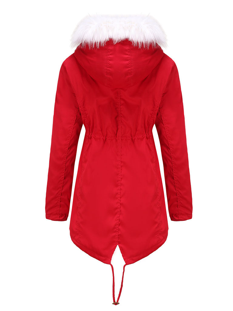 Coat Daily Going Out Fall Winter Casual Waisted Solid Color Cotton Oversized Hoodie Coat