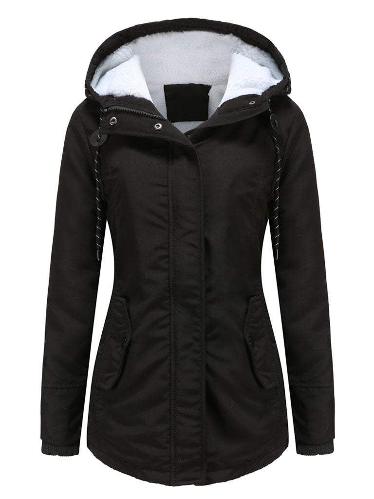 Parker Coat Daily Going Out Fall Winter Casual Waisted Solid Color Oversized Hoodie Coat