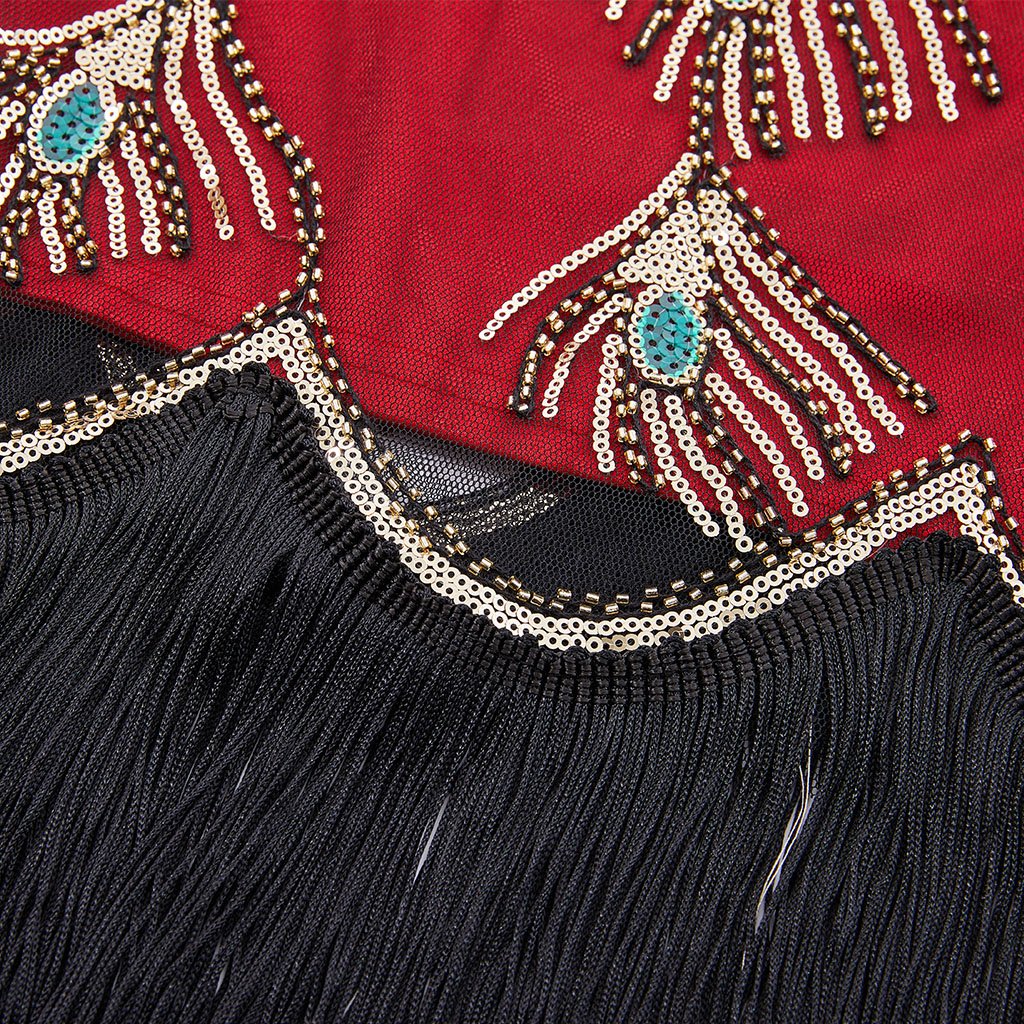 4 Colors 1920s Peacock Sequined Flapper Dress