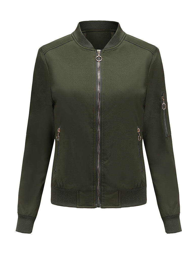 Jacket Street Daily Fall Winter Casual Solid Color Stand Collar Jacket