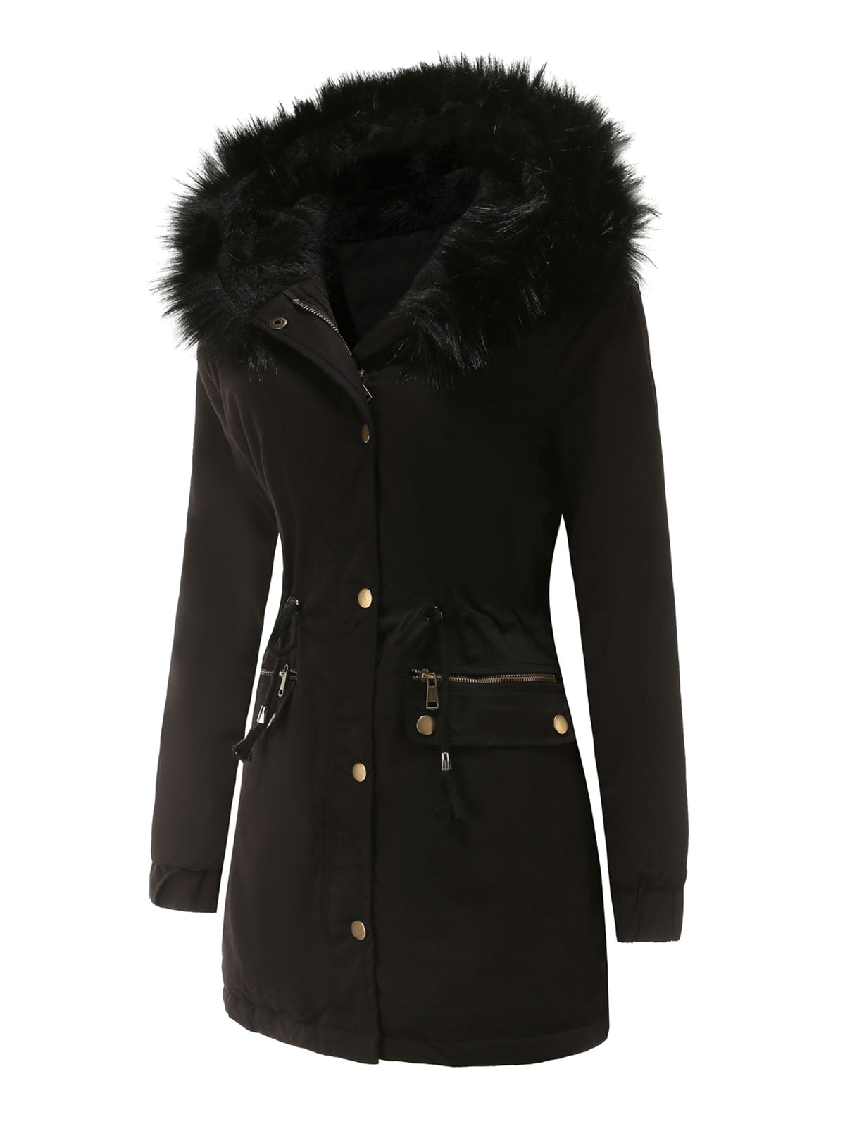 Parka Coat Street Plush Winter Hoodie Coat Solid Color Oversized Fur Warm Coat