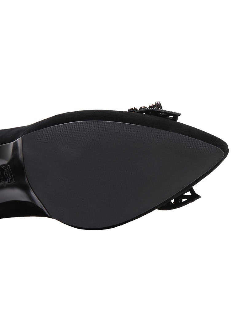 10.5CM Bow High Heel Platform Pointed Toe Leather Shoes